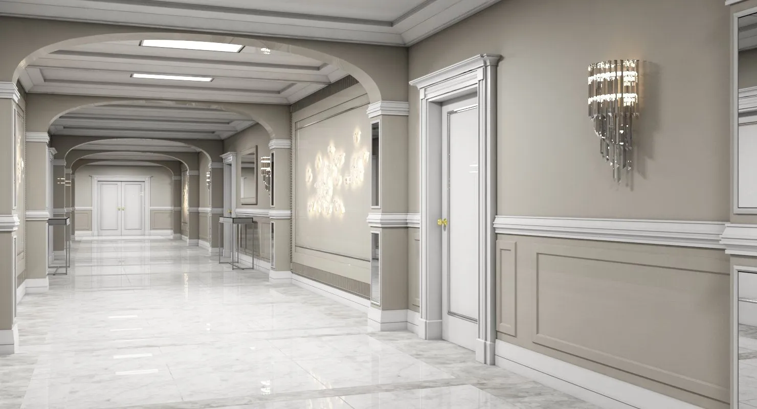3D Grand Corridor Tileable Kit 3 model