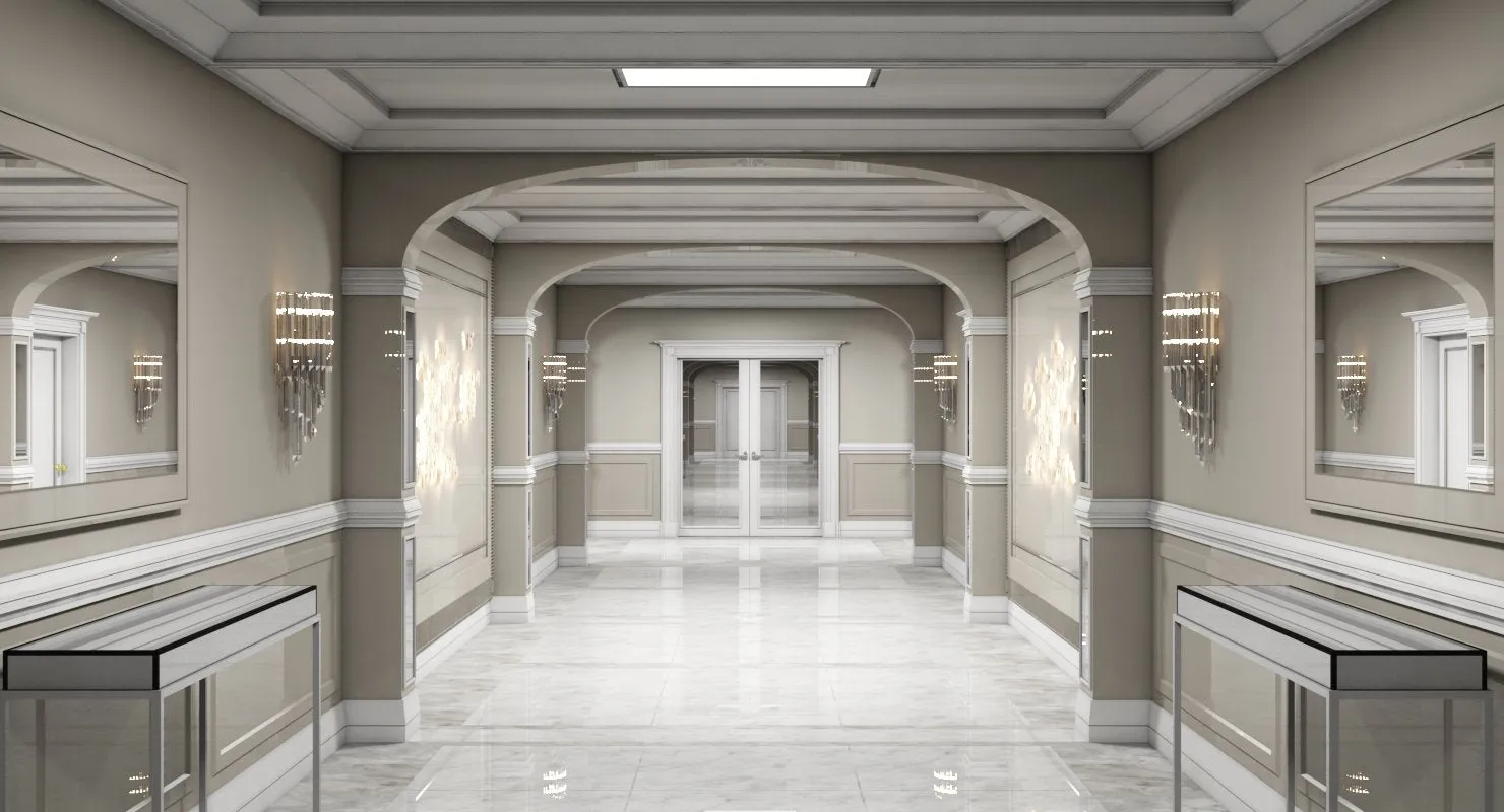 3D Grand Corridor Tileable Kit 3 model