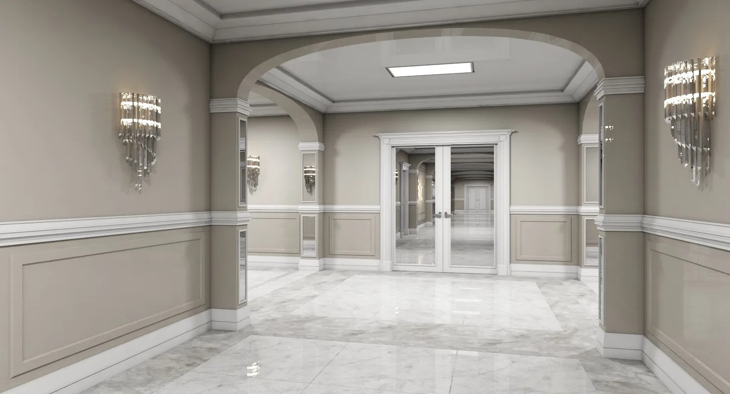 3D Grand Corridor Tileable Kit 3 model