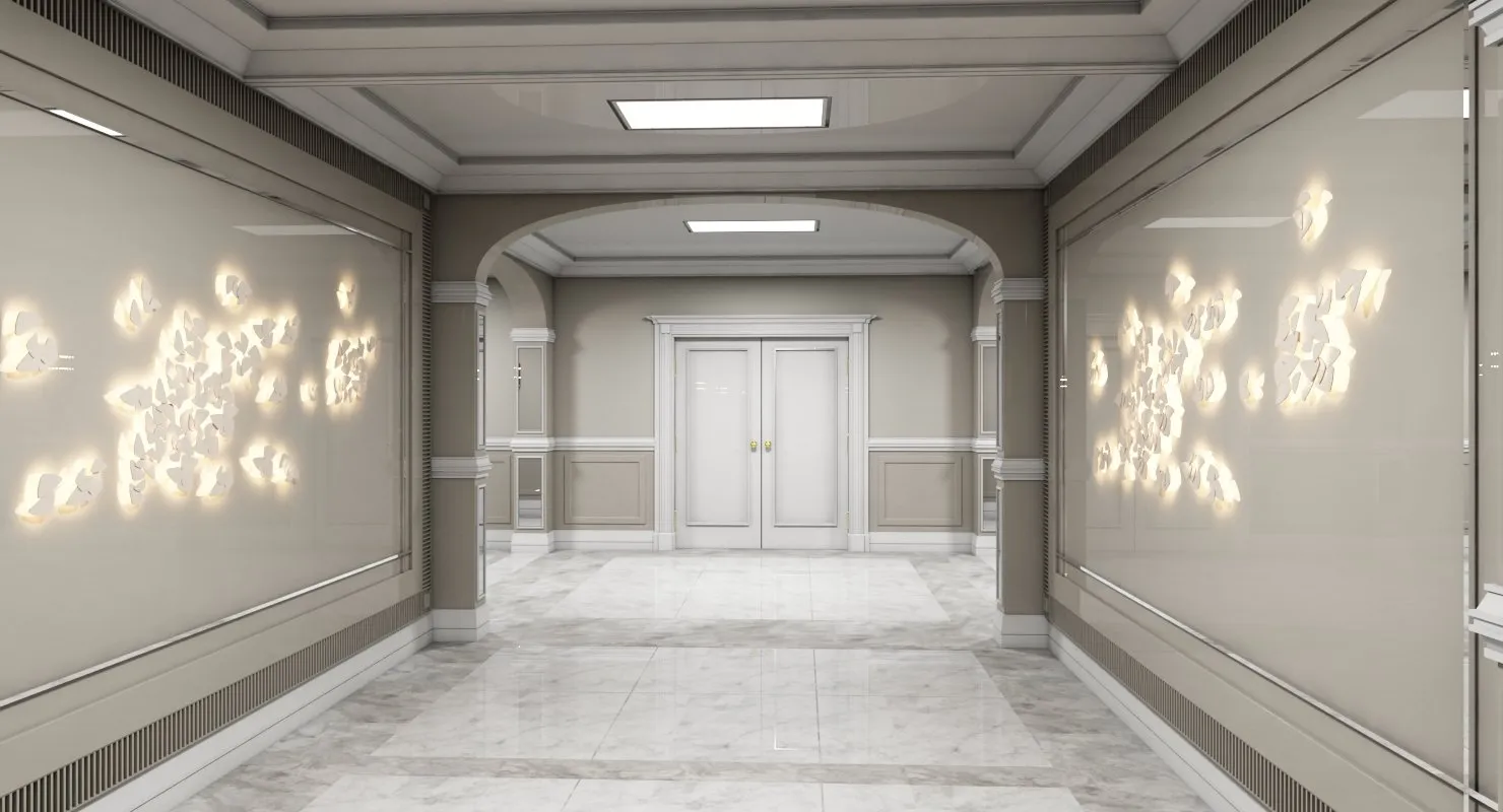 3D Grand Corridor Tileable Kit 3 model