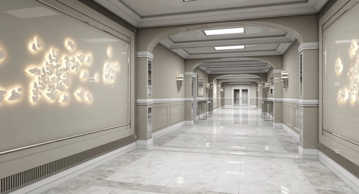 3D Grand Corridor Tileable Kit 3 model