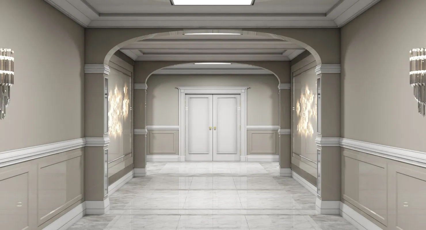 3D Grand Corridor Tileable Kit 3 model