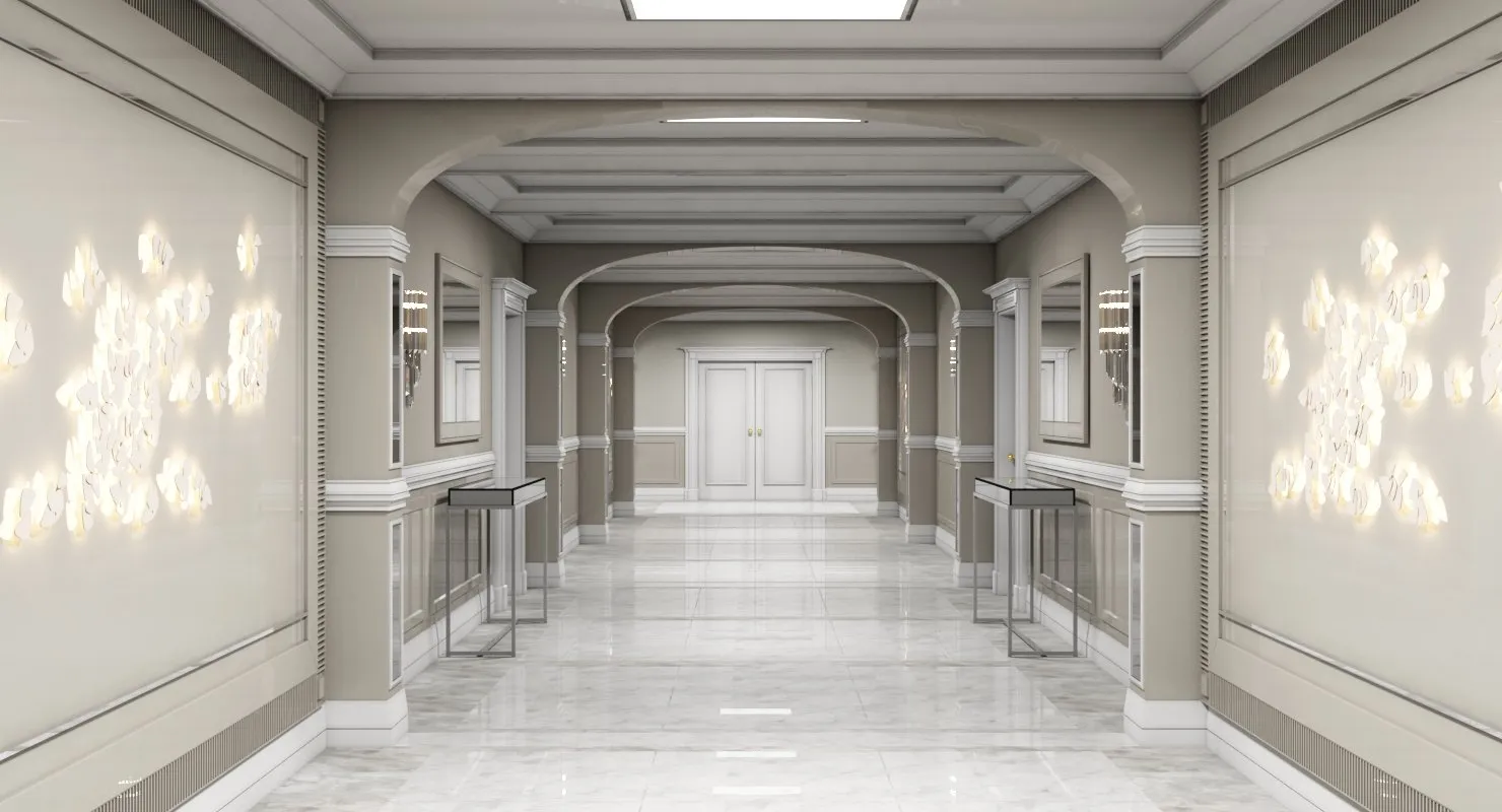 3D Grand Corridor Tileable Kit 3 model