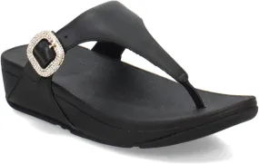 Fitflop Lulu Crystal-Buckle Leather Toe Post Sandals