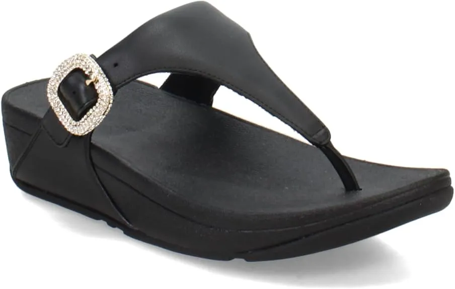 Fitflop Lulu Crystal-Buckle Leather Toe Post Sandals