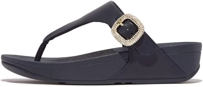 Fitflop Lulu Crystal-Buckle Leather Toe Post Sandals