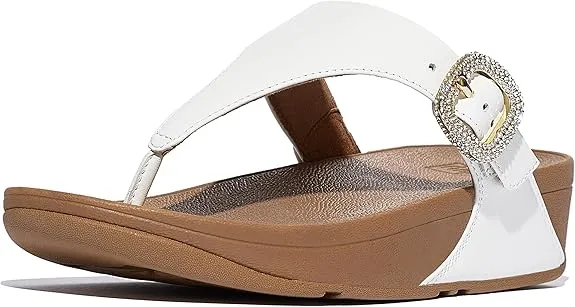 Fitflop Lulu Crystal-Buckle Leather Toe Post Sandals