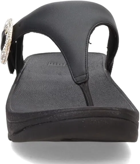 Fitflop Lulu Crystal-Buckle Leather Toe Post Sandals