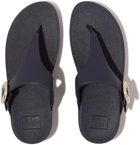 Fitflop Lulu Crystal-Buckle Leather Toe Post Sandals