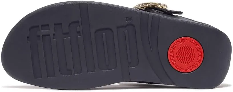 Fitflop Lulu Crystal-Buckle Leather Toe Post Sandals