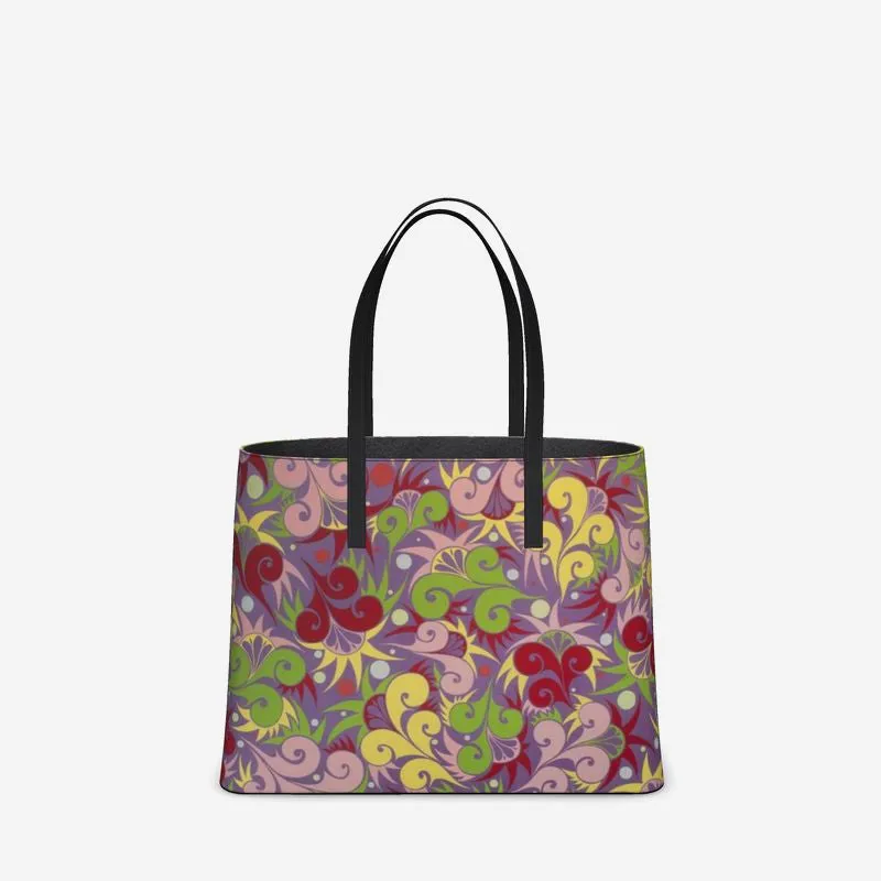 Floral Dynamic Leather Tote