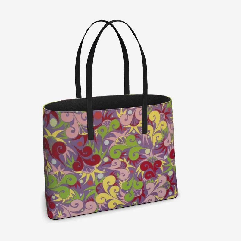 Floral Dynamic Leather Tote