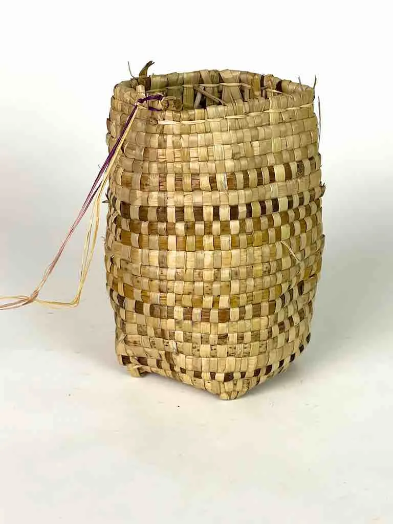 Handwoven Flexible Very Small Cylindrical Swampgrass Basket