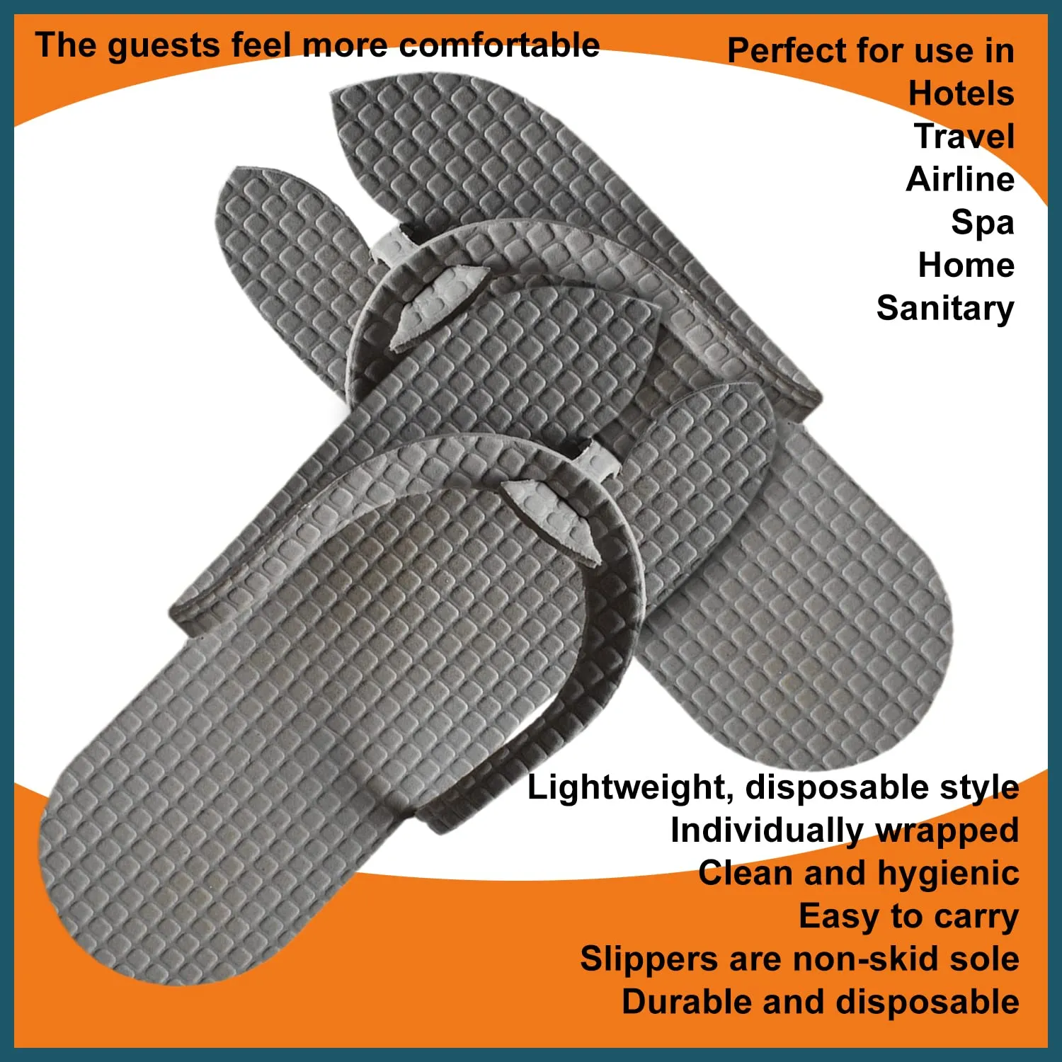 Heart Home Rubber Bathroom Slipper for Men & Women 3 Pair (Grey) 54HH4202.