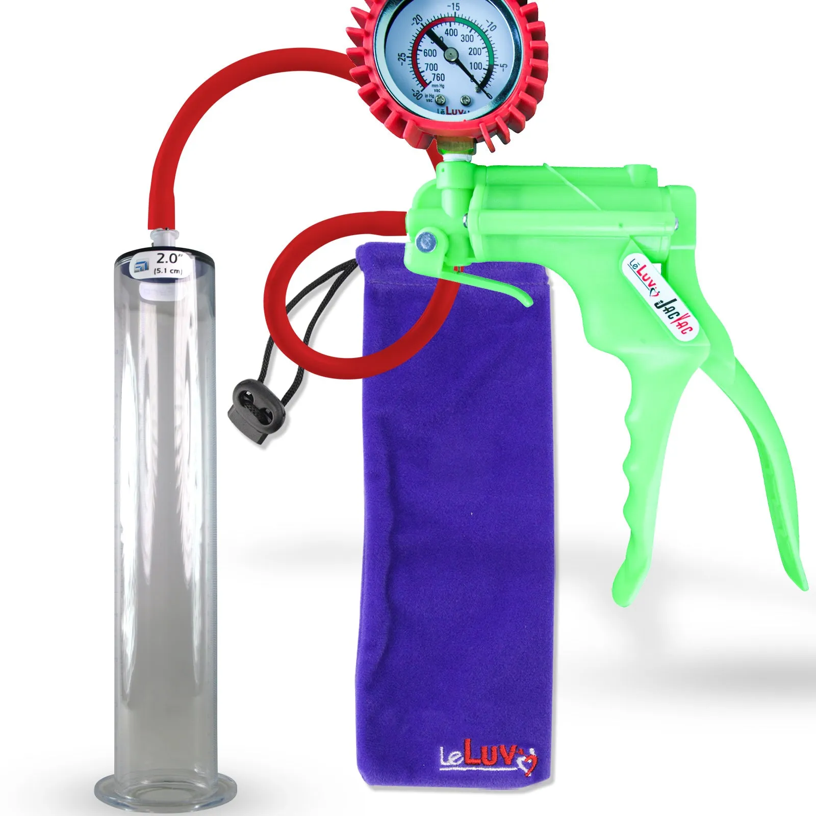 LeLuv JacVac Penis Pump - NPT Threaded Gauge Options - Wide Flange Cylinders