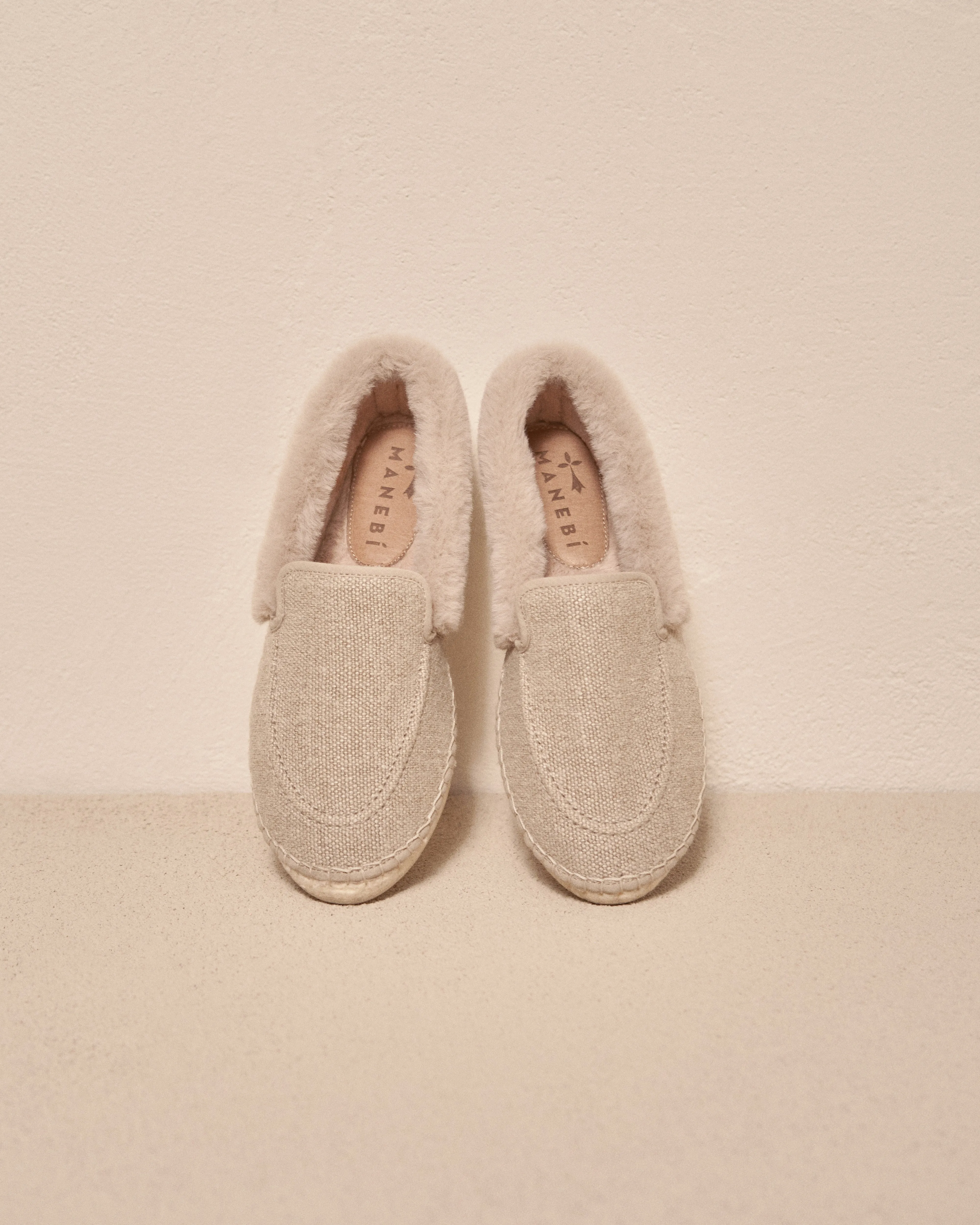 Organic Hemp With Faux Fur Loafers Espadrilles - H71LW - Sankt Moritz Natural