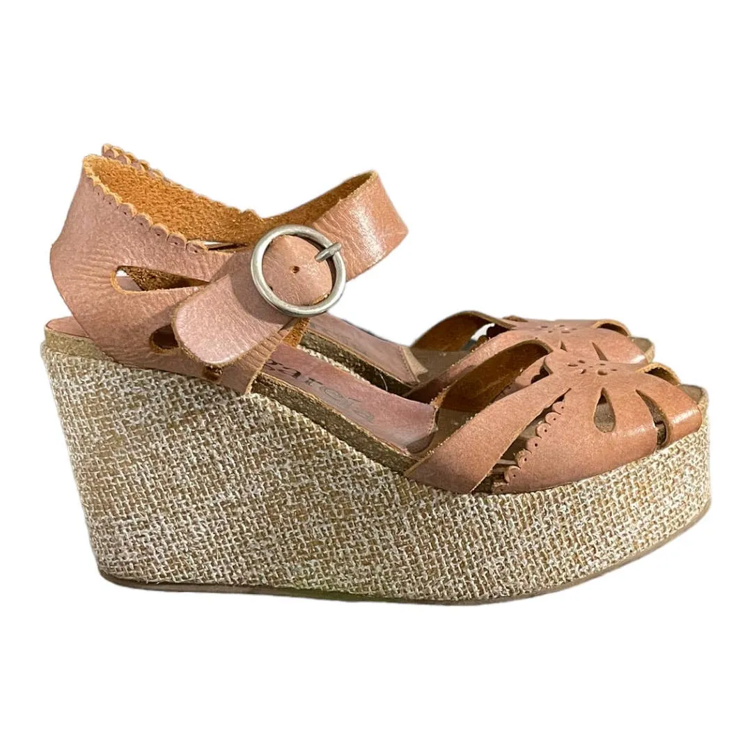 Pedro Garcia Platgorm Leather Espadrilles Size 38.5 New