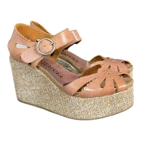 Pedro Garcia Platgorm Leather Espadrilles Size 38.5 New
