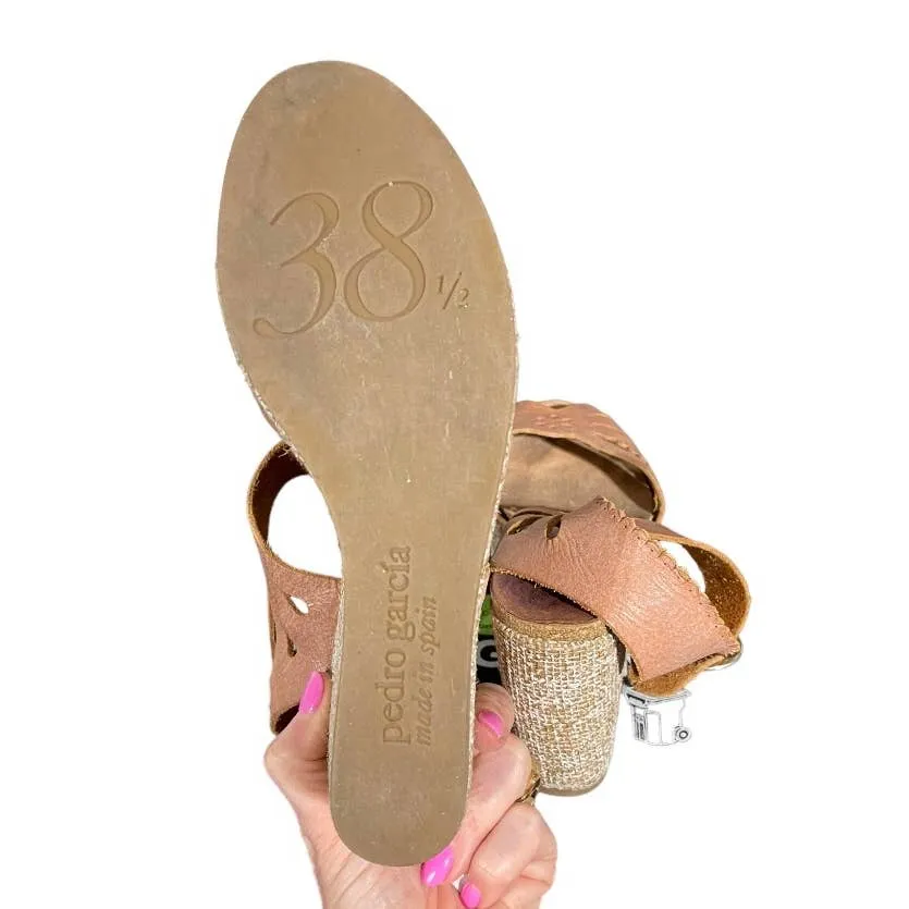 Pedro Garcia Platgorm Leather Espadrilles Size 38.5 New