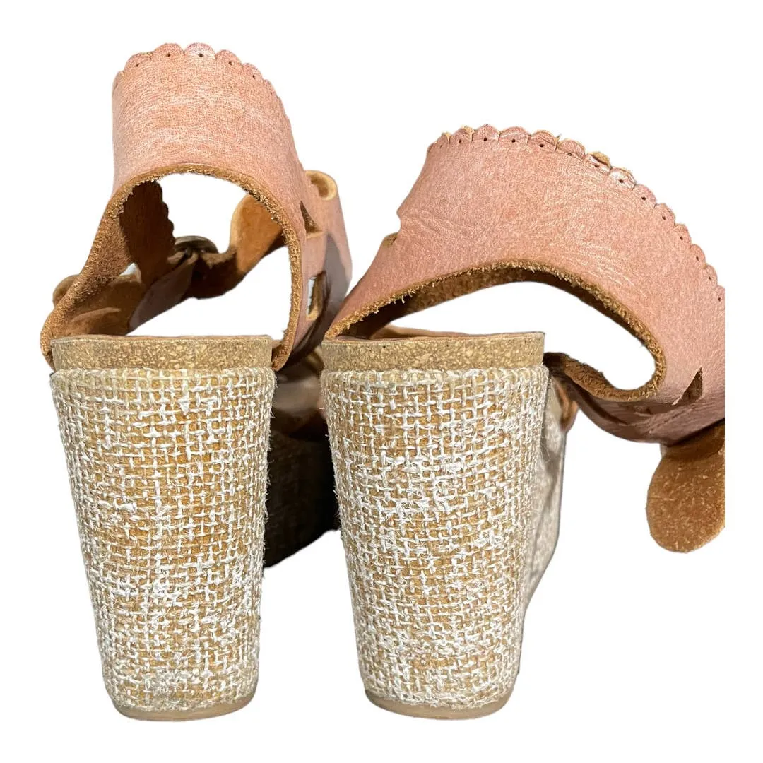 Pedro Garcia Platgorm Leather Espadrilles Size 38.5 New
