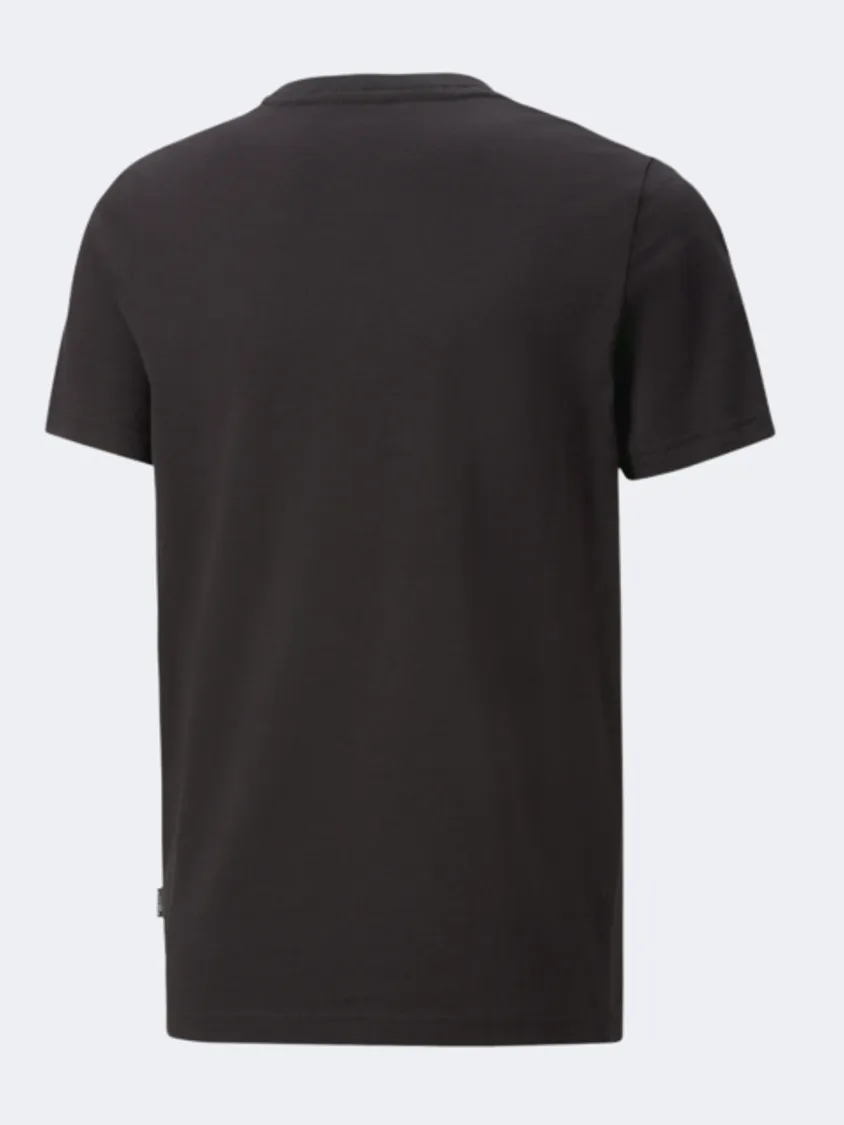 Puma Essentials  Two-Tone Logo Boys Lifestyle T-Shirt Black