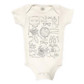 "professor" organic cotton bodysuit in stone