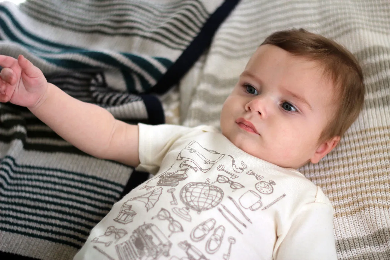 "professor" organic cotton bodysuit in stone