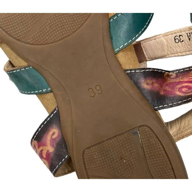 Spring Step L’Artiste Nadra Colorful Gladiator Sandals Size 39 9
