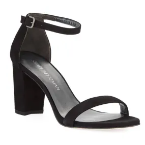 Stuart Weitzman Neatly Nude Suede Sandals Heels Shoes Black Size 7.5