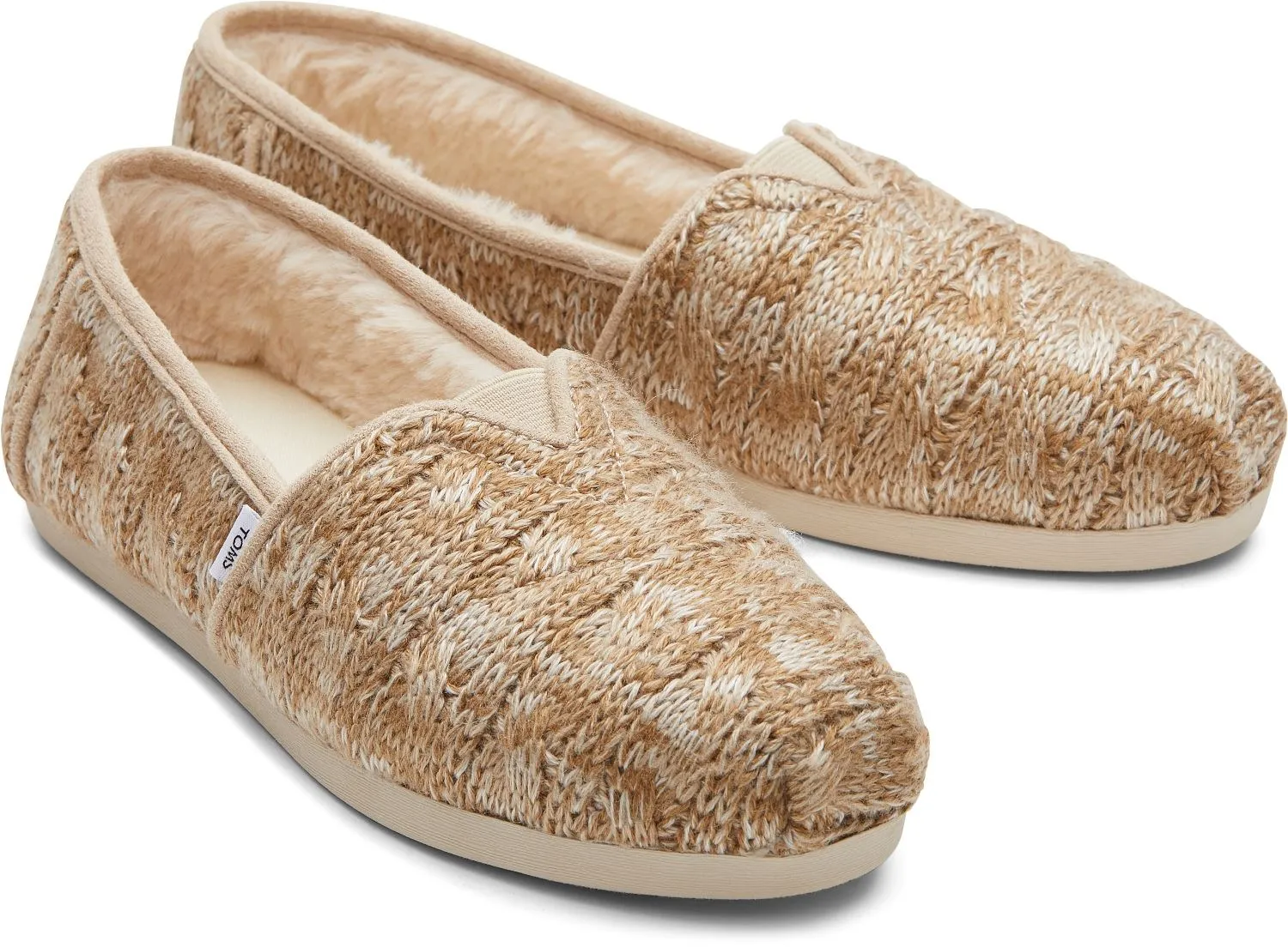 Toms Alpargata Knit Brown Faux Fur Womens Espadrilles Slipons Shoes