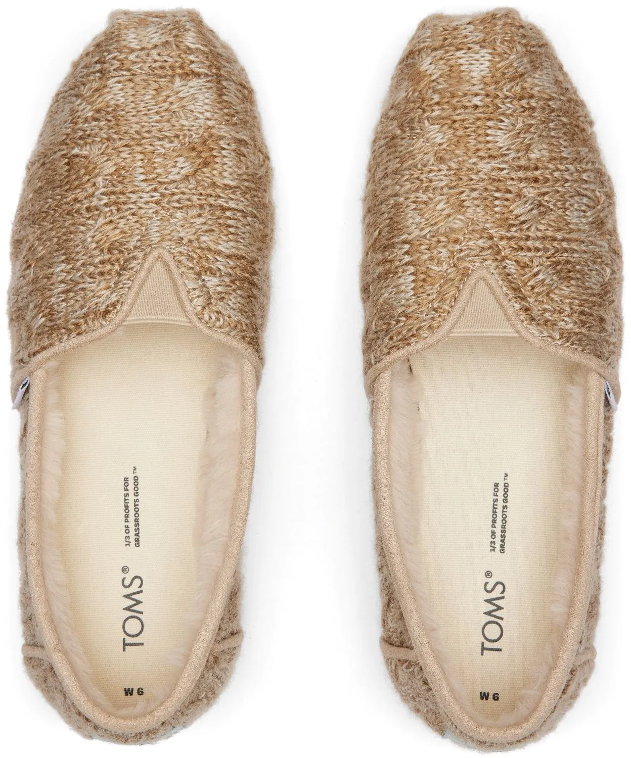 Toms Alpargata Knit Brown Faux Fur Womens Espadrilles Slipons Shoes