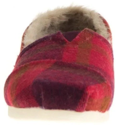Toms Classic Red Plaid Cozy Shearling Womens Espadrilles Slipons