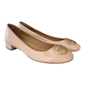 Tory Burch Chelsea Logo 25mm Ballet Flats Shoes Leather Size 8 Nude