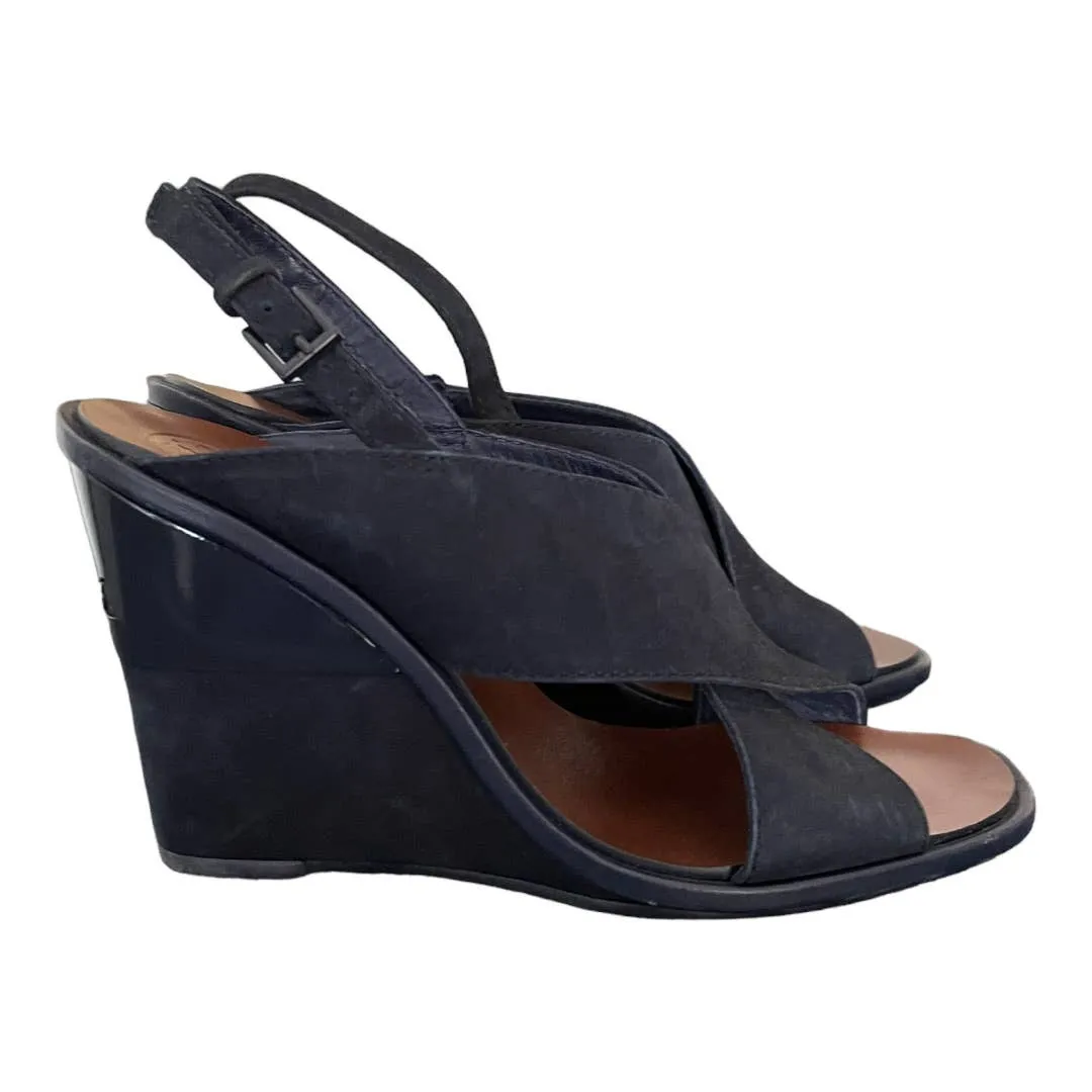 Tory Burch Gabrielle 100mm Wedge Heels Sandals Shoes Size 7.5 Blue