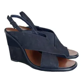 Tory Burch Gabrielle 100mm Wedge Heels Sandals Shoes Size 7.5 Blue