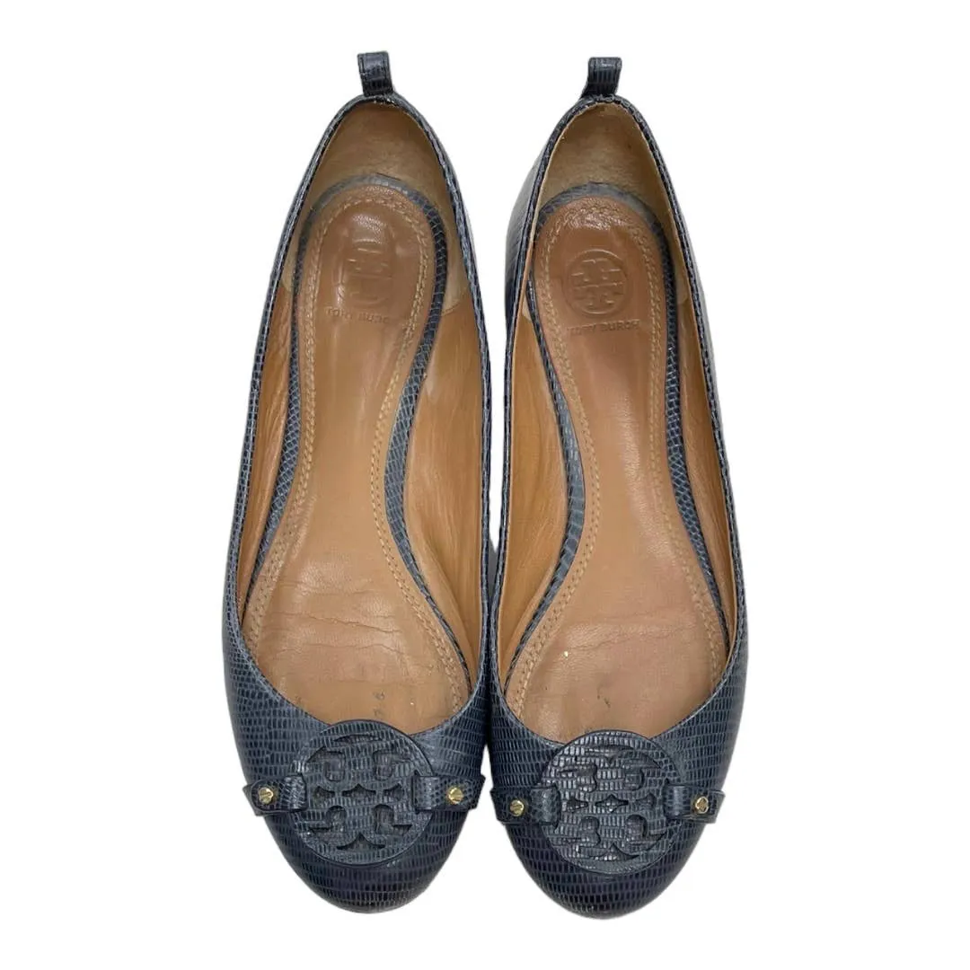 Tory Burch Mini Miller Ballet Flats Shoes Size 8.5 Navy Leather