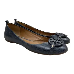 Tory Burch Mini Miller Ballet Flats Shoes Size 8.5 Navy Leather